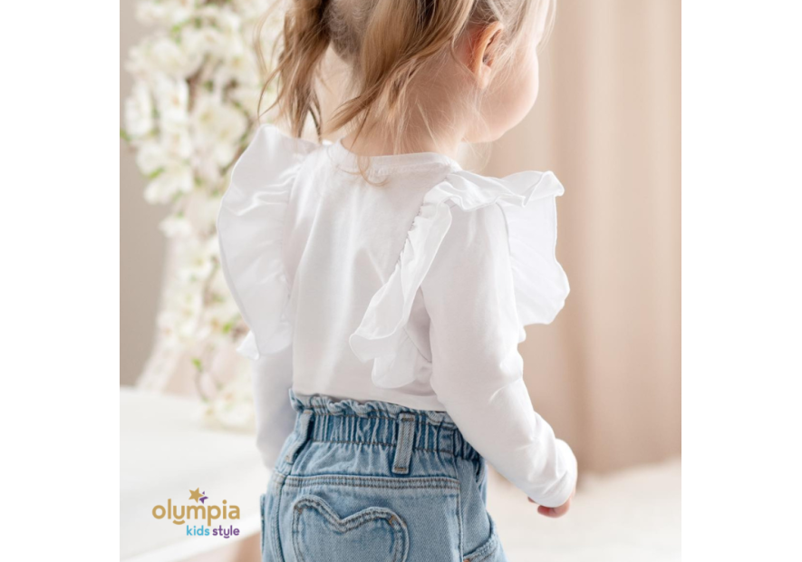 Bluzka dziecięca z falbankami biała| OLYMPIA KIDS STYLE