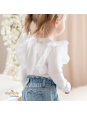 Bluzka dziecięca z falbankami biała| OLYMPIA KIDS STYLE