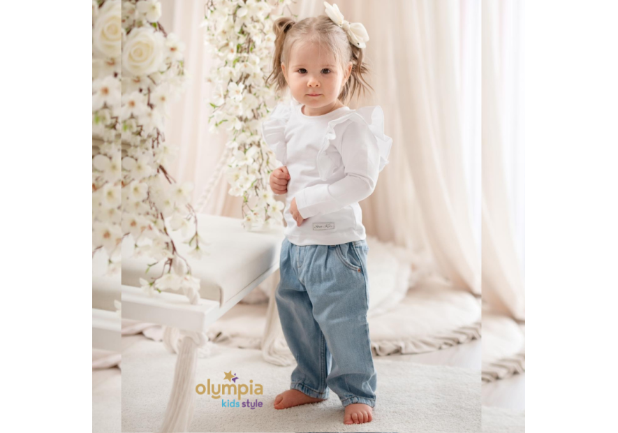 Bluzka dziecięca z falbankami biała| OLYMPIA KIDS STYLE