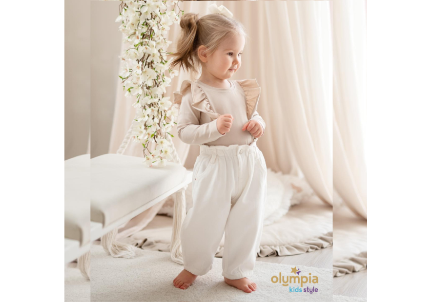 Bluzka dziecięca z falbankami biała| OLYMPIA KIDS STYLE