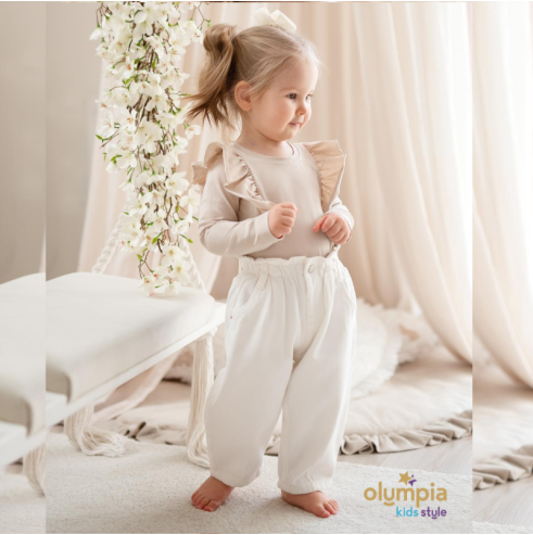 Bluzka dziecięca z falbankami biała| OLYMPIA KIDS STYLE