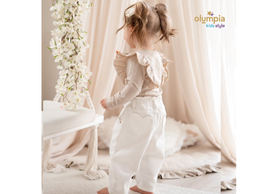 Bluzka dziecięca z falbankami biała| OLYMPIA KIDS STYLE