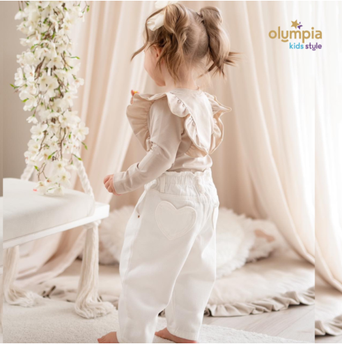 Bluzka dziecięca z falbankami biała| OLYMPIA KIDS STYLE