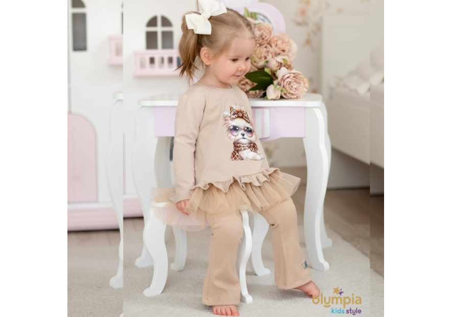 Tunika i spodnie dzwony LEOPARDA beżowa