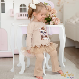 Tunika i spodnie dzwony LEOPARDA beżowa