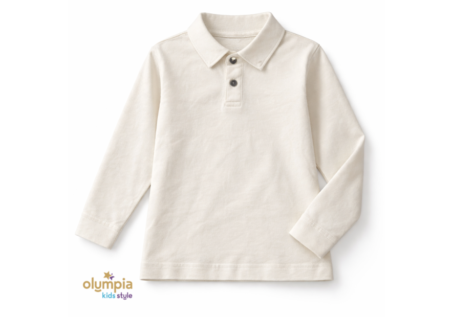 Bluzka chłopięca POLO z kołnierzykiem ecru
