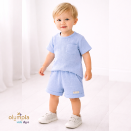 Komplet z Muślinu - Bluzka i Szorty ecru | OLYMPIA KIDS STYLE