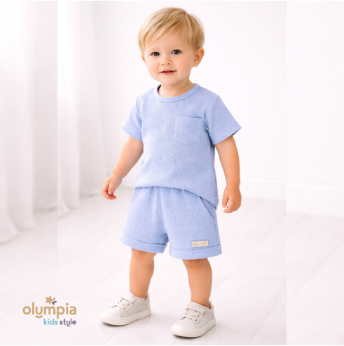 Komplet z Muślinu - Bluzka i Szorty ecru | OLYMPIA KIDS STYLE