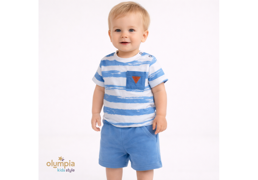 Komplet chłopięcy body i szorty  |OLYMPIA KIDS STYLE