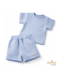Komplet z Muślinu - Bluzka i Szorty niebieski