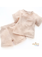Komplet z Muślinu - Bluzka i Szorty ecru | OLYMPIA KIDS STYLE
