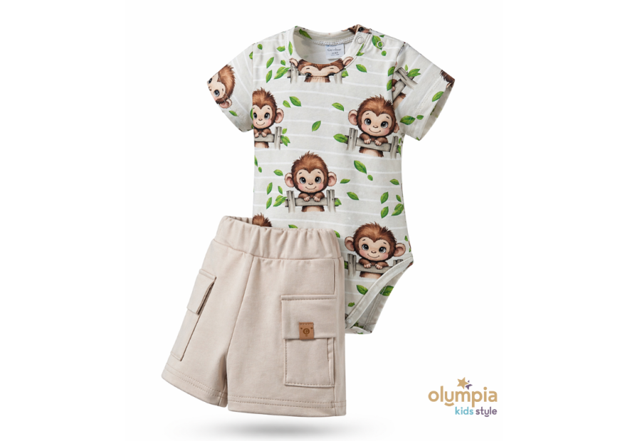 Komplet dla chłopca body z krótkimi spodenkami - OLYMPIA KIDS STYLE