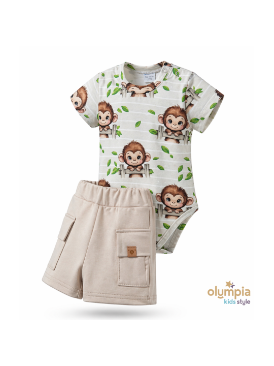 Komplet dla chłopca body z krótkimi spodenkami - OLYMPIA KIDS STYLE