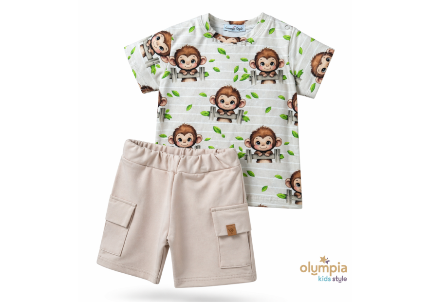 Komplet bluzka z krótkimi spodenkami Małpka