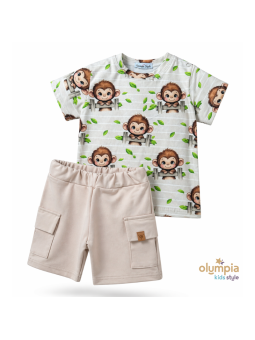 Komplet bluzka z krótkimi spodenkami Małpka