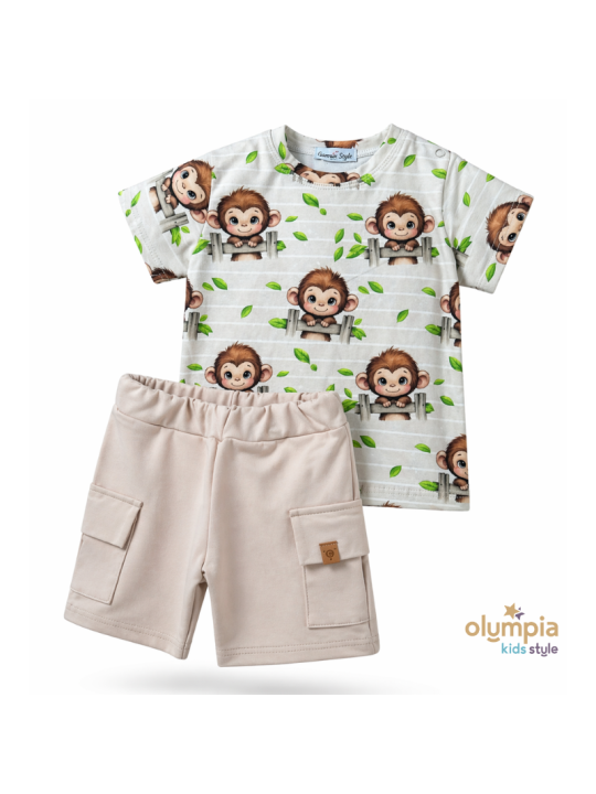 Komplet bluzka z krótkimi spodenkami Małpka