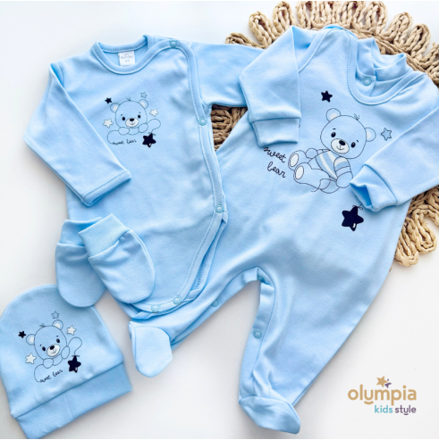 Wyprawka dla niemowlaka 5-cz niebieska (Kolor: niebieski - Rozmiar (wiek): 56 [0-2 m-c])