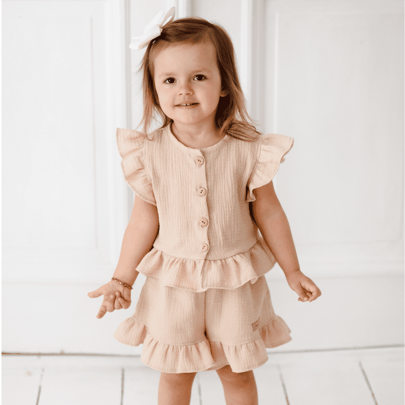 mu≥ślinowy komplet dla dziewczynki beżowy