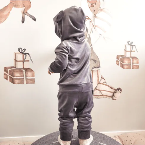 Dres welurowy z uszkami grafitowy