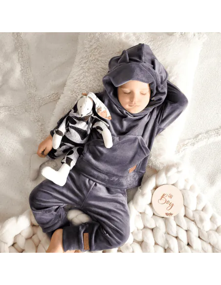 Dres welurowy z uszkami grafitowy