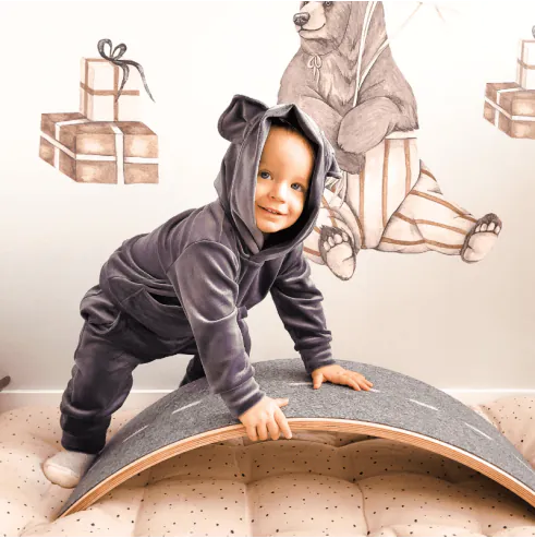 Dres welurowy z uszkami grafitowy