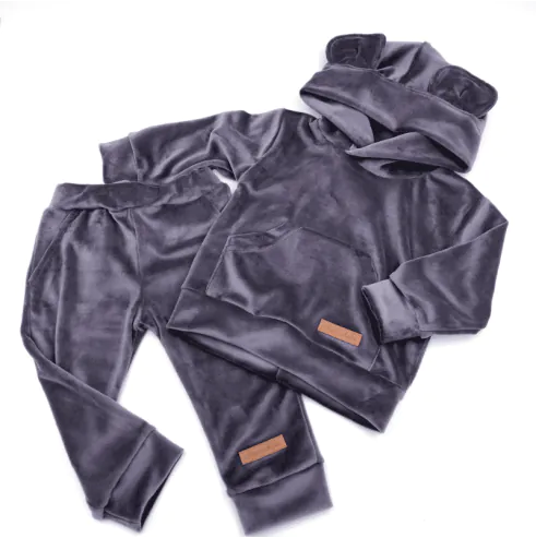 Dres welurowy z uszkami grafitowy