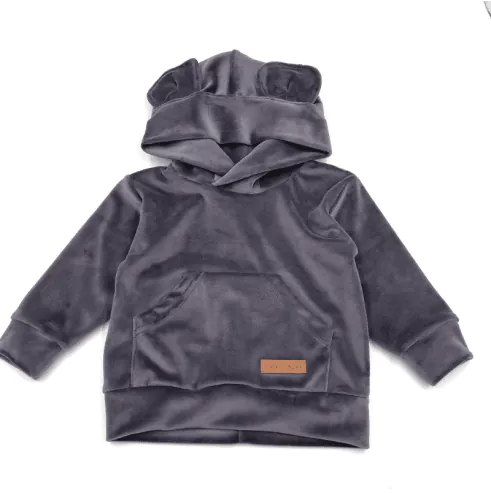 Dres welurowy z uszkami grafitowy