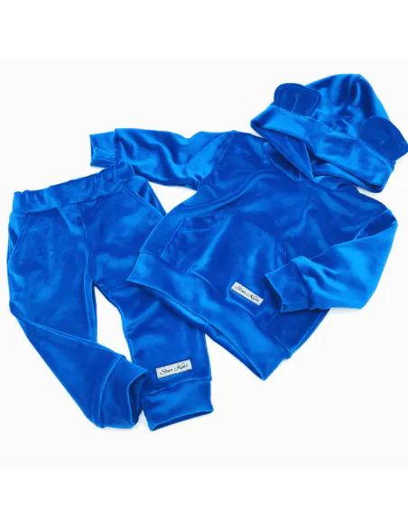 Dres welurowy z uszkami szafirowy