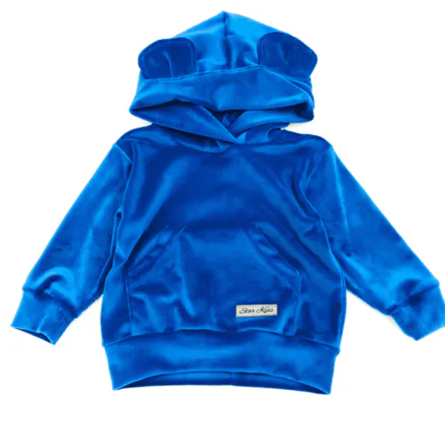 Dres welurowy z uszkami szafirowy