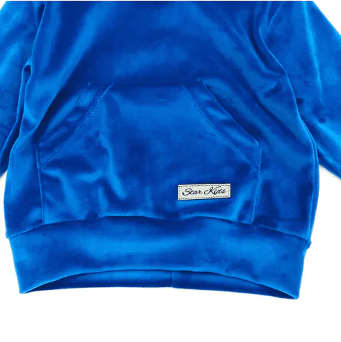 Dres welurowy z uszkami szafirowy