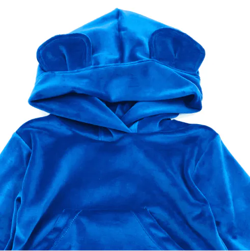 Dres welurowy z uszkami szafirowy