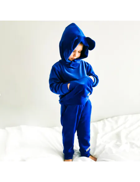 Dres welurowy z uszkami szafirowy