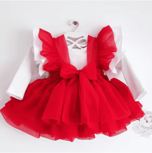 Spódniczka tiulowa na szelkach czerwona Bellarco