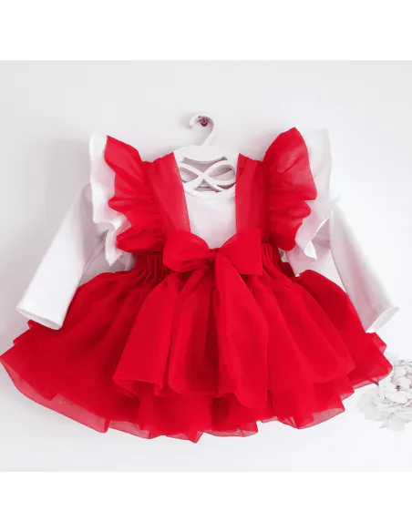 Spódniczka tiulowa na szelkach czerwona Bellarco