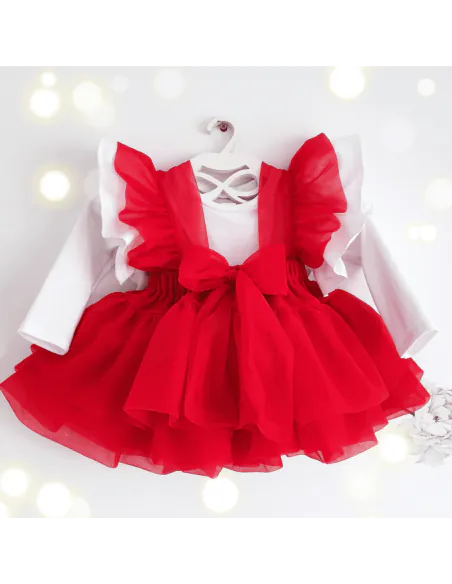 Spódniczka tiulowa na szelkach czerwona Bellarco