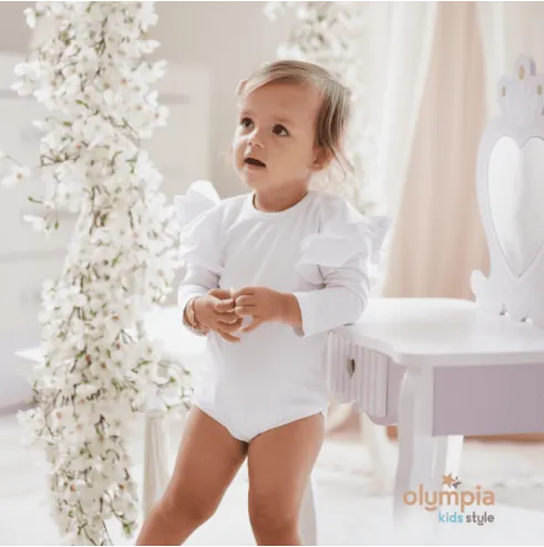 Body dziecięce MOTYLEK białe długi rękaw