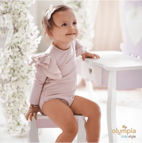 Body dziecięce MOTYLEK pudrowe