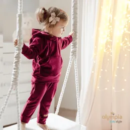 Dres welur z uszkami bordowy