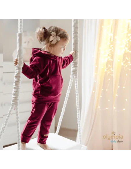 Dres welur z uszkami bordowy