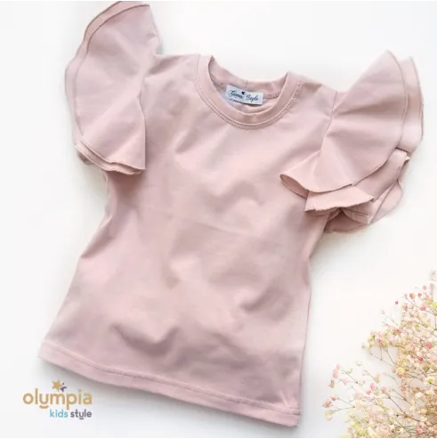 Bluzka dziecięca MOTYLEK krótki rękaw pudrowy róż Bluzka dziecięca MOTYLEK krótki rękaw pudrowy róż