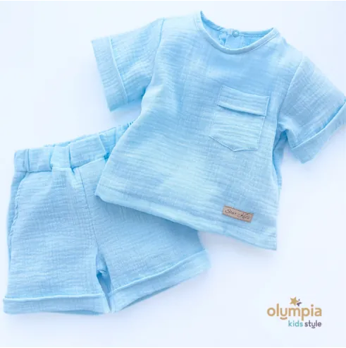 Komplet z Muślinu - Bluzka i Szorty...