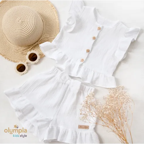 Komplet dziewczęcy z Muślinu Bluzka i...