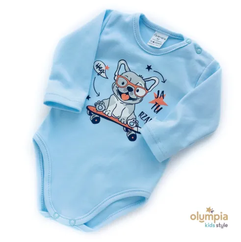 Niebieskie  Body Sitodruk dla chłopca długi rękaw