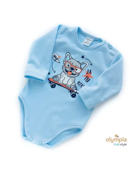 Niebieskie  Body Sitodruk dla chłopca długi rękaw