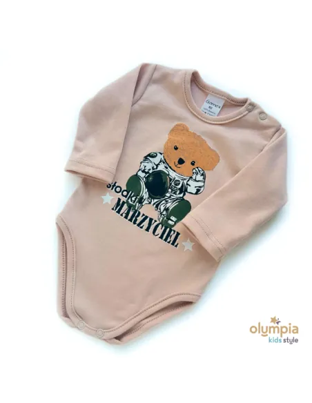 Body Sitodruk dla chłopca długi rękaw beżowe