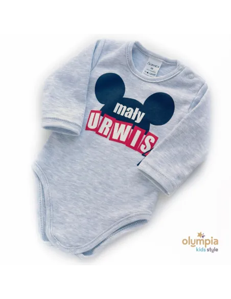 Szare Body Sitodruk dla chłopca długi rękaw