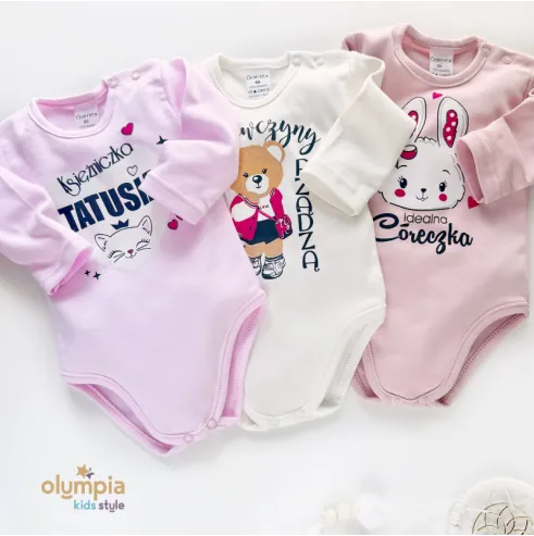 3PAK BODY niemowlęce dla dziewczynki DŁUGI rękaw