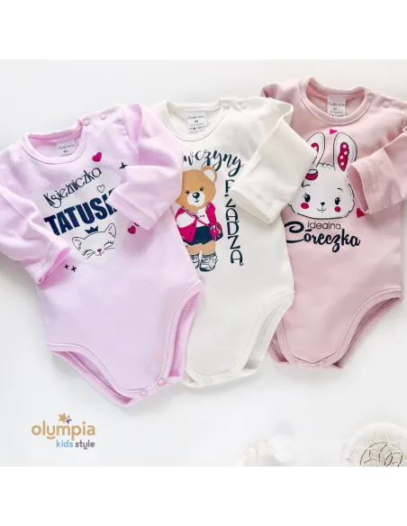 3PAK BODY niemowlęce dla dziewczynki DŁUGI rękaw
