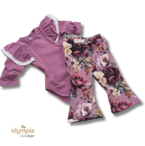 Body i spodnie dzwony BURGUNDIA