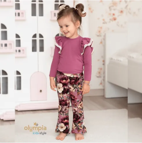 Body i spodnie dzwony BURGUNDIA